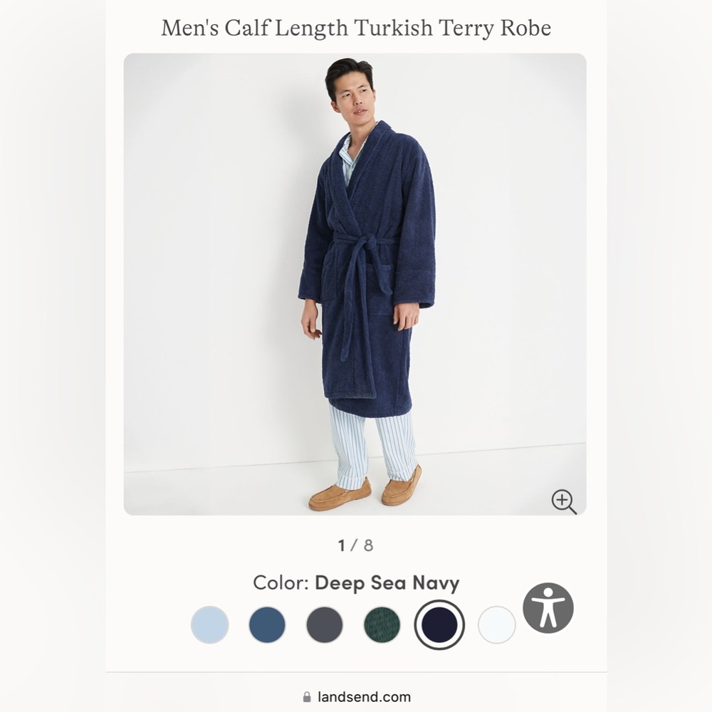 Lands End Men’s Calf Length Terry Robe